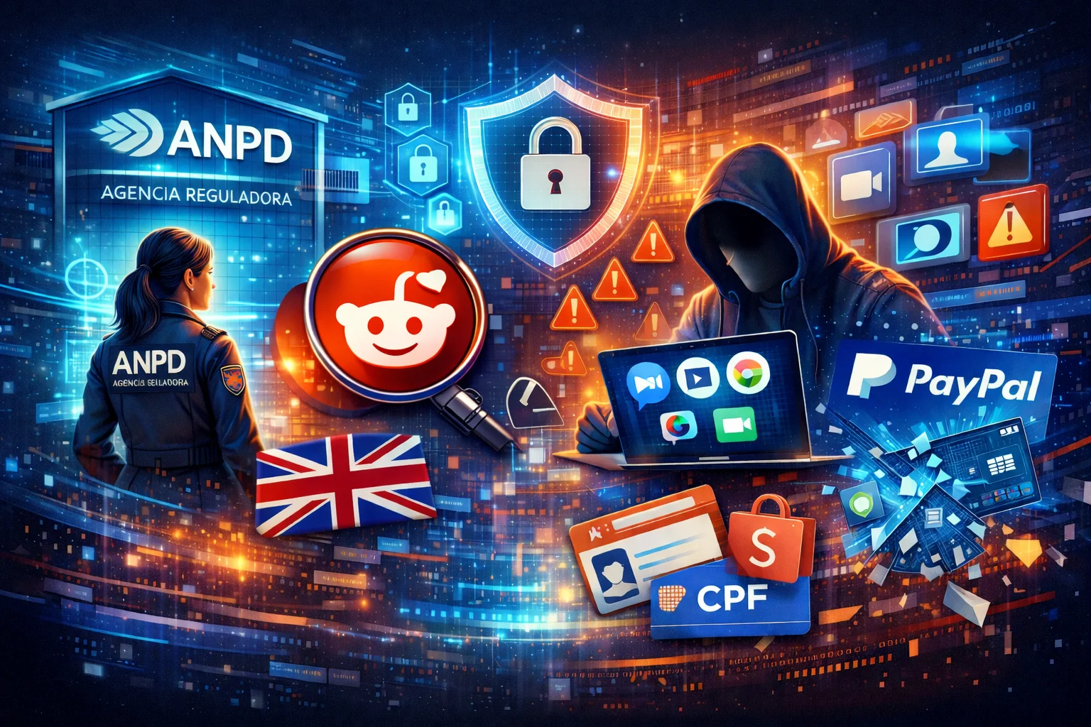 A imagem apresenta representações da matérias da semana de privacidade e proteção de dados.