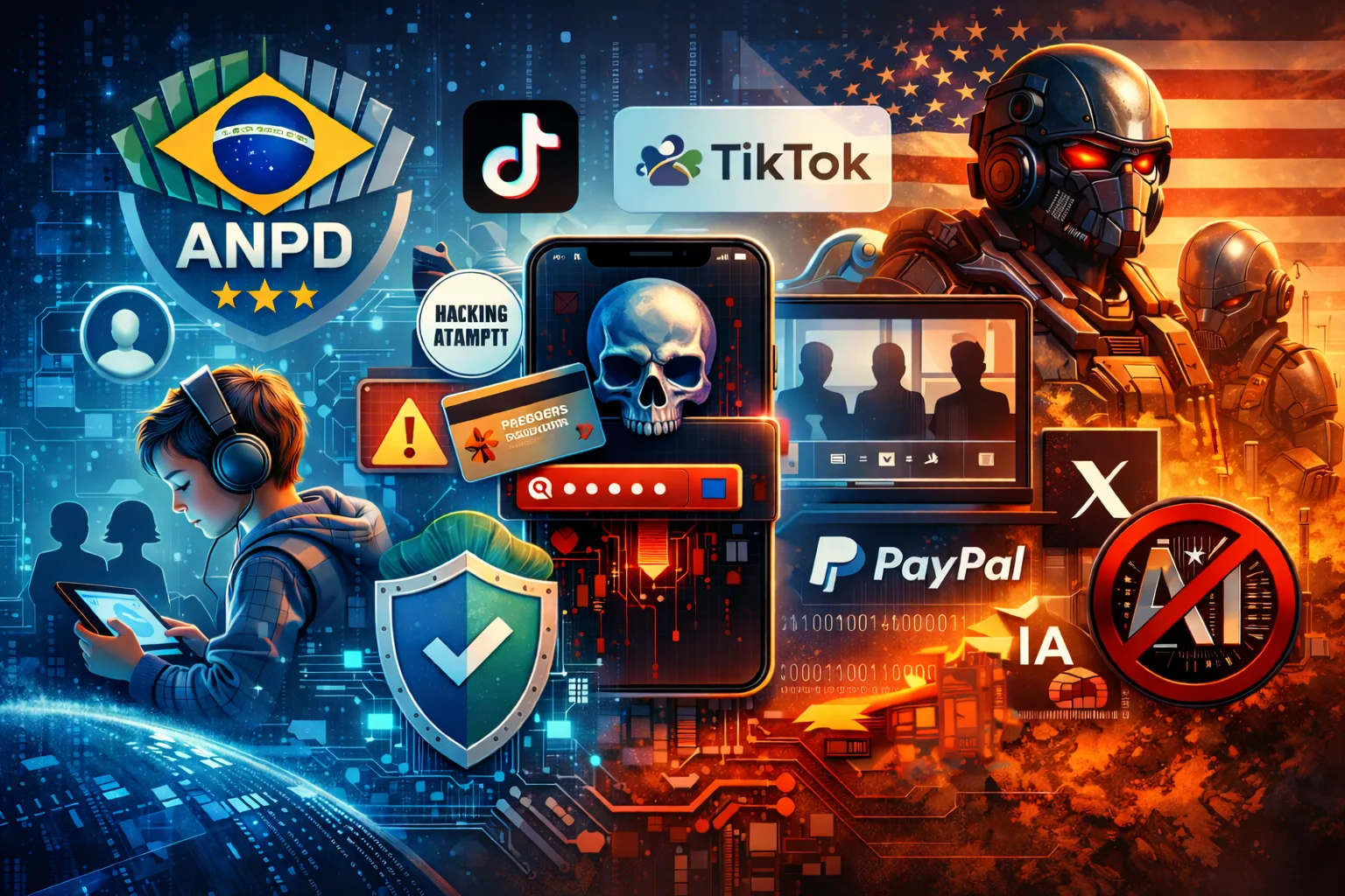 Imagem engloba todas as noticias de proteção de dados e privacidade da semana, incluindo ANPD